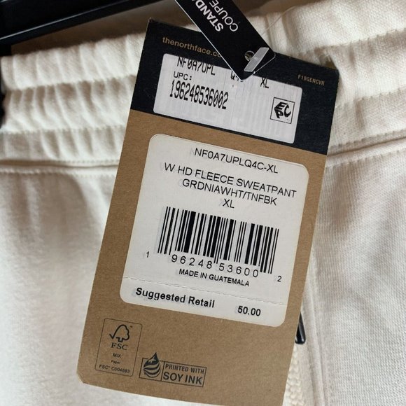 The North Face Sweatpants Women's XL White Cotton Fleece Drawstring‎ Waist 7532 - Picture 4 of 10